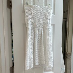 White Strapless Lace mini Dress